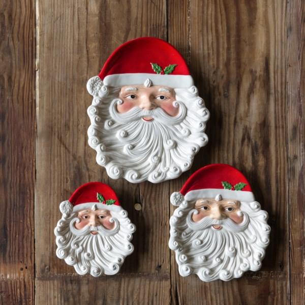 Jolly Santa Plates set of 3 Barn Owl Primitives