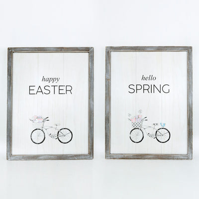 Happy Easter Hello Spring Reversible Sign