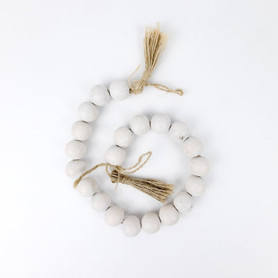 Bamboo Wood Bead Garland with Tassels