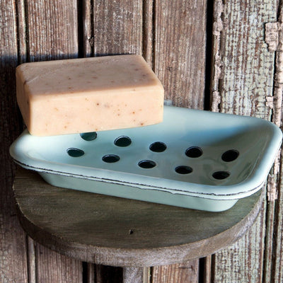 Enamel Robin's Egg Blue Soap Dish, soap dish, - Barn Owl Primitives, vintage wood signs, typography decor,