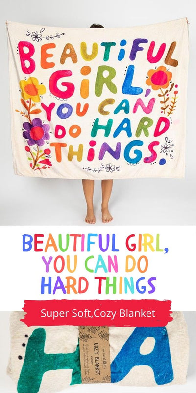 Beautiful Girl - You Can Do Hard Things Tapestry Blanket