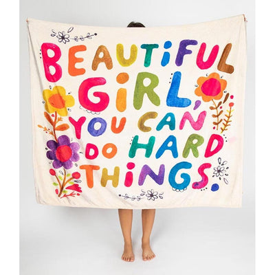 Beautiful Girl - You Can Do Hard Things Tapestry Blanket