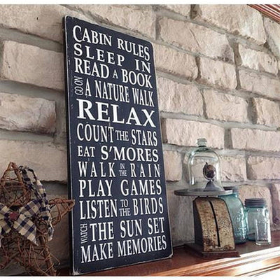 cabin rules, sign, - Barn Owl Primitives, vintage wood signs, typography decor,