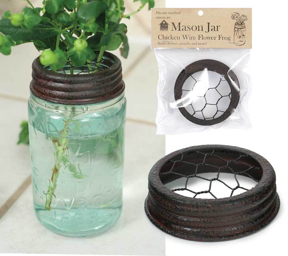 Set of Three Mason Jar Lid Flower Frogs 3 Styles