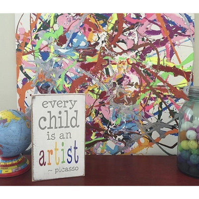 every child is an artist - small plaque, sign, Barn Owl Primitives, home decor, vintage inspired decor