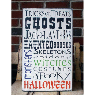 ghosts and jack-o-lanterns, sign, - Barn Owl Primitives, vintage wood signs, typography decor,