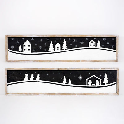 Christmas Village / Nativity Reversible Sign