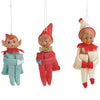 knee hugger elf ornaments - set of 3