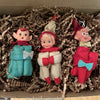 knee hugger elf ornaments - set of 3