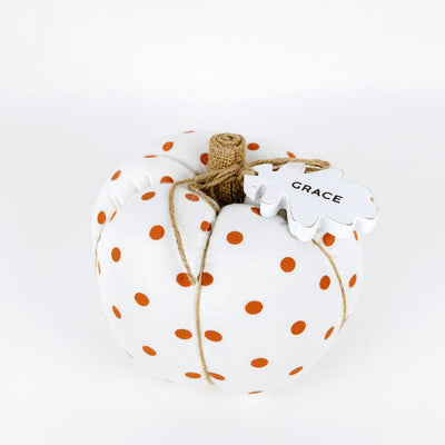 Puffy Pumpkins - orange and white polka dots