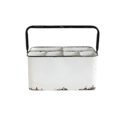 weather worn metal caddy